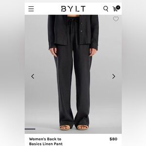 BYLT Basics Charcoal Wide Leg Women's Linen Pants